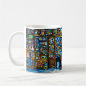 Blaue Katze von Farbiger Regal Kaffeetasse (Links)