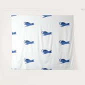 Blaue Katze, weißer Hintergrund Wandteppich (Vorderseite (Horizontal))