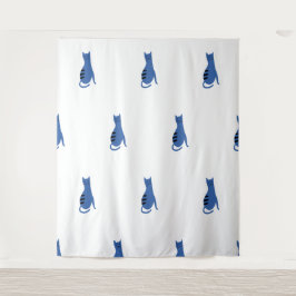 Blaue Katze, weißer Hintergrund Wandteppich