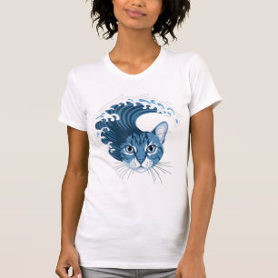 Blaue Katze winkt für Kamala Harris 2024 Lustig T-Shirt
