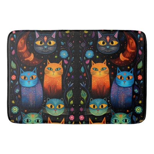 Blaue Katzen Badematte (Vorderseite)