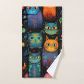 Blaue Katzen Badhandtuch Set (Handtuch)