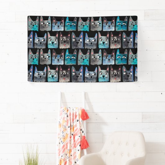 Blaue Katzen Banner (Insitu)