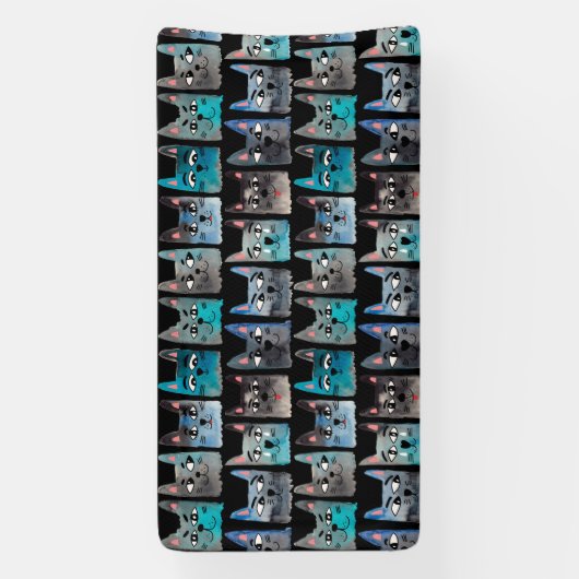 Blaue Katzen Banner (Vertikal)