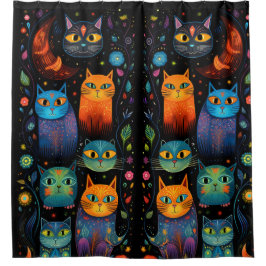 Blaue Katzen Duschvorhang