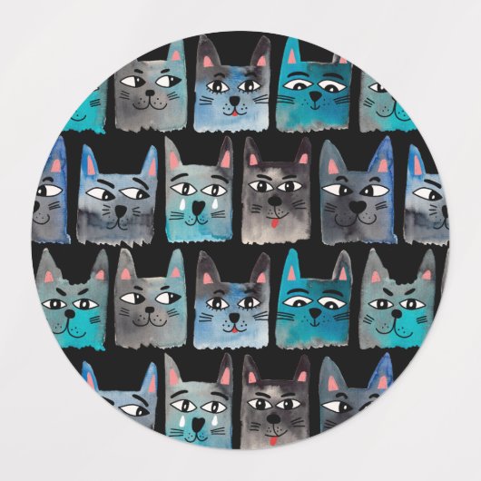 Blaue Katzen Etiketten (Design 1)