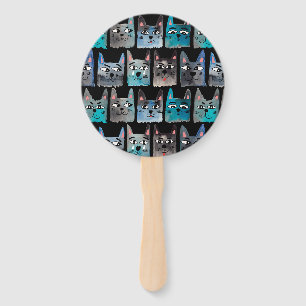 Blaue Katzen Fächer