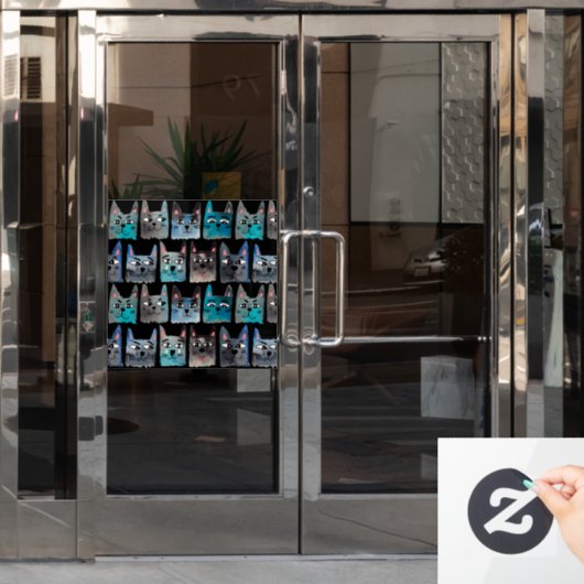 Blaue Katzen Fensteraufkleber (Büro Tür)