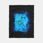 Blaue Katzen-Gesicht Fleecedecke (Vorderseite)