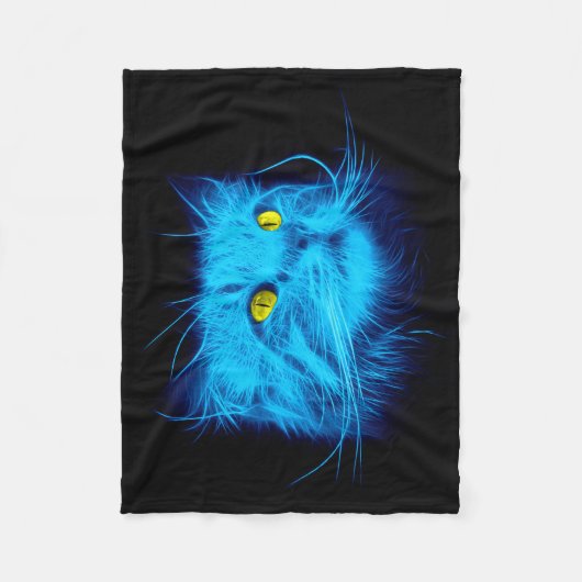 Blaue Katzen-Gesicht Fleecedecke (Vorderseite)