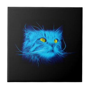 Blaue Katzen-Gesicht Fliese