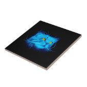 Blaue Katzen-Gesicht Fliese (Seite)