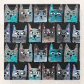 Blaue Katzen Glasuntersetzer (Vorderseite)