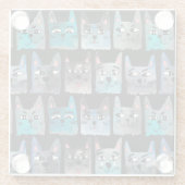 Blaue Katzen Glasuntersetzer (Rückseite)