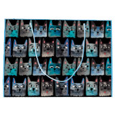 Blaue Katzen Große Geschenktüte (Rückseite)
