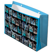 Blaue Katzen Große Geschenktüte (Vorderseite Schrägansicht)