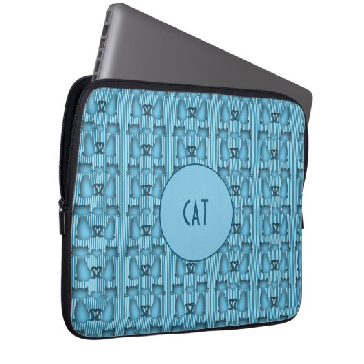 Blaue Katzen Hypnotische Streifen Design Spaß Pers Laptopschutzhülle (Vorne Rechts)