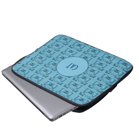 Blaue Katzen Hypnotische Streifen Design Spaß Pers Laptopschutzhülle (Vorne Knopf)