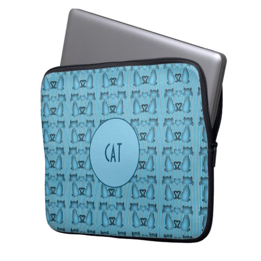 Blaue Katzen Hypnotische Streifen Design Spaß Pers Laptopschutzhülle (Vorderseite Links)