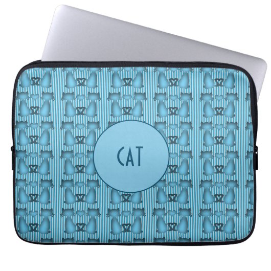 Blaue Katzen Hypnotische Streifen Design Spaß Pers Laptopschutzhülle (Vorderseite)