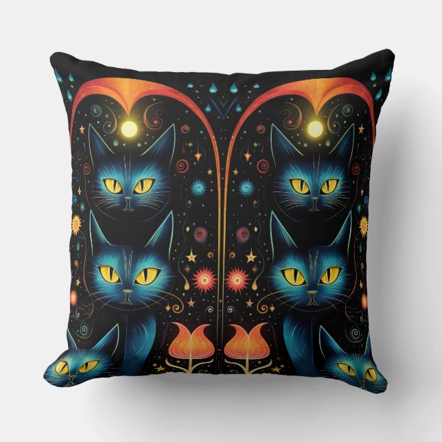 Blaue Katzen Kissen (Vorderseite)