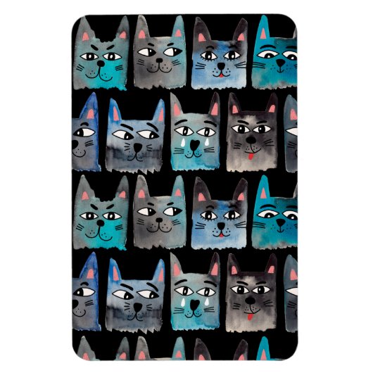 Blaue Katzen Magnet (Vertikal)