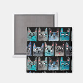 Blaue Katzen Magnet (Vorderseite/Rückseite)