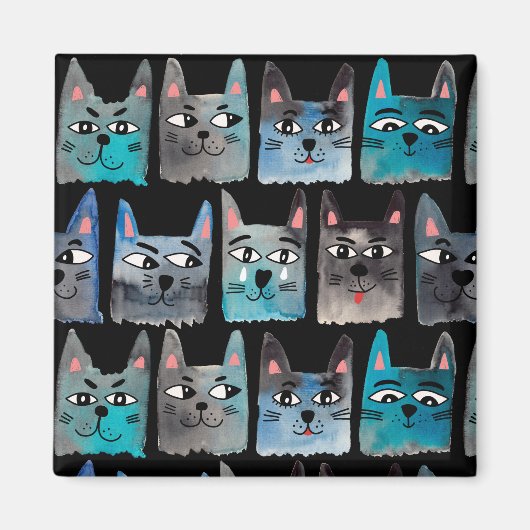 Blaue Katzen Magnet (Vorne)