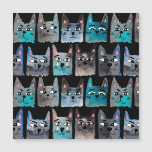 Blaue Katzen Magnetkarte