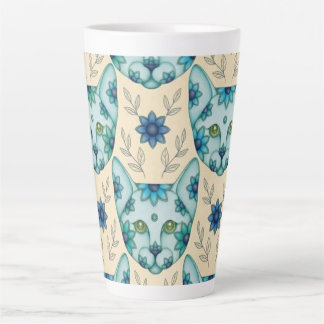 BLAUE KATZEN MIT BLUMEN LATTE MACCHIATO-TASSE MILCHTASSE