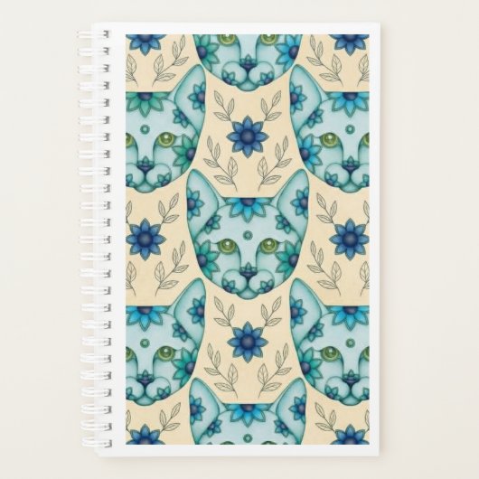 BLAUE KATZEN MIT BLUMEN PLANER (Vorderseite)
