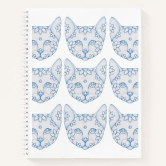 BLAUE KATZEN MIT BLUMEN SKIZZENBUCH Spiralblock Notizblock
