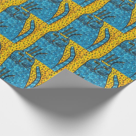 Blaue Katzen-Packpapier Geschenkpapier (Ecke)