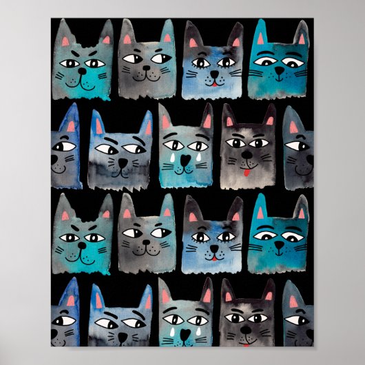 Blaue Katzen Poster (Vorne)