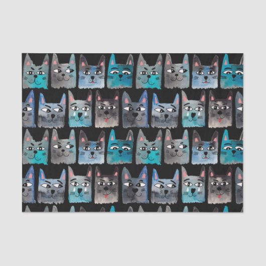 Blaue Katzen Seidenpapier (Vorderseite)