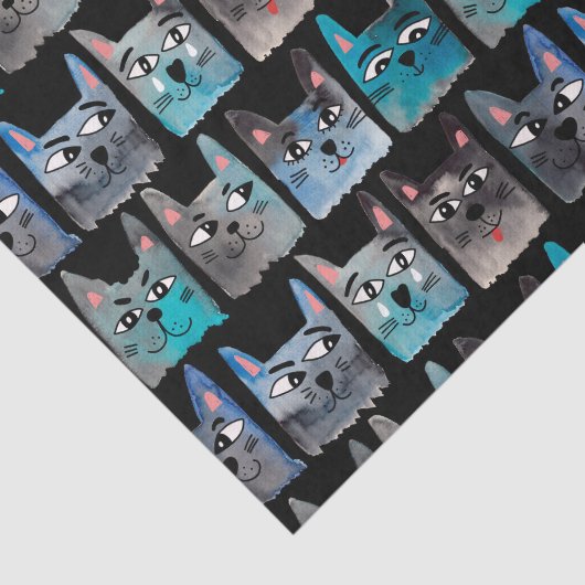 Blaue Katzen Seidenpapier (Ausschnitt)