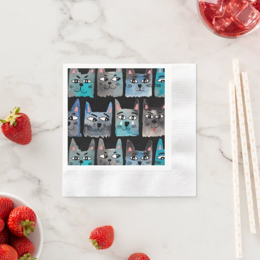Blaue Katzen Serviette (Beispiel)