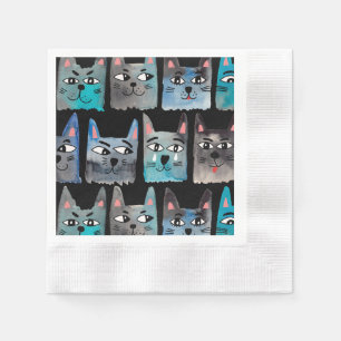 Blaue Katzen Serviette