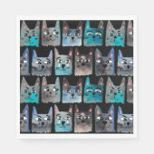 Blaue Katzen Serviette (Vorderseite)