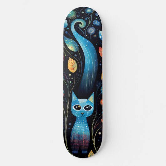 Blaue Katzen Skateboard (Vorderseite)