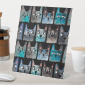 Blaue Katzen Sockelschild (In Situ)