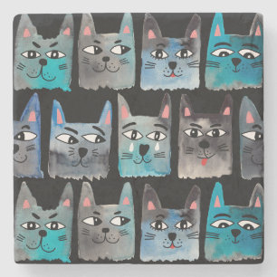 Blaue Katzen Steinuntersetzer