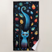 Blaue Katzen Strandtuch (Vorderseite)