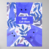 Blaue Katzen und Äste Beste Katze Mama Poster (Vorne)