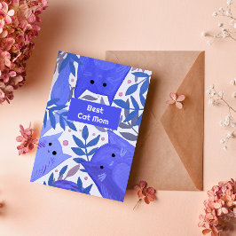 Blaue Katzen und Äste Beste Katze Mutter Urlaubska Feiertagskarte