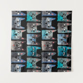 Blaue Katzen Wandteppich (Vorderseite (Horizontal))