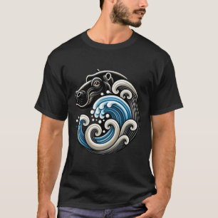 Blaue Katzen wecken die sonnige blaue Welle von Mo T-Shirt