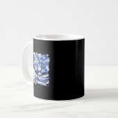 Blaue Katzen wellen auf Kamala Funny Cat Lady Kaffeetasse (Vorderseite Links)