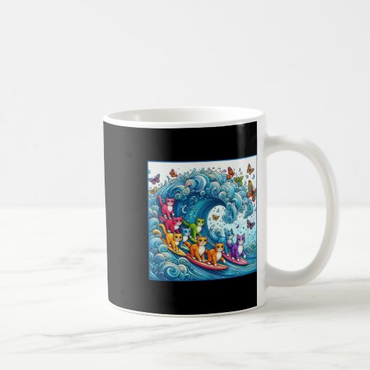 Blaue Katzen wellen auf Kamala Funny Cat Lady Kaffeetasse (Rechts)
