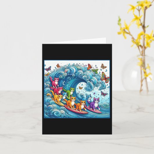 Blaue Katzen wellen auf Kamala Funny Cat Lady Karte (Gelbe Blume)